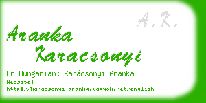 aranka karacsonyi business card