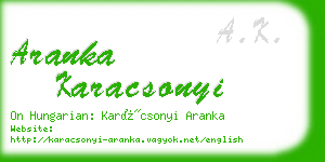 aranka karacsonyi business card